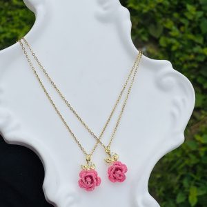 Steel pink necklace 1 pcs 4