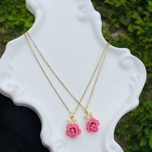 Steel pink necklace 1 pcs 4