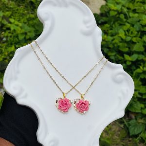 Steel pink necklace 1pcs 5