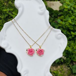 Steel pink necklace 1pcs 5
