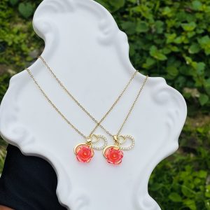 Steel pink necklace 1 pcs  6
