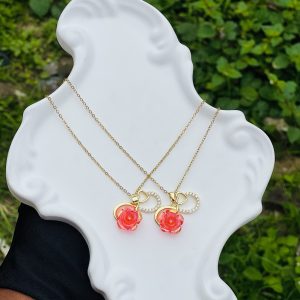 Steel pink necklace 1 pcs  6