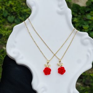Steel gold red necklace 1pcs 7