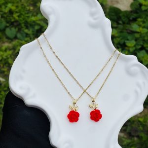 Steel gold red necklace 1pcs 7