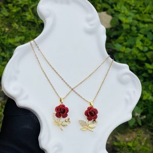 Steel gold red necklace 1 pcs 8