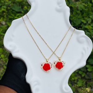 Steel red necklace 1pcs 9