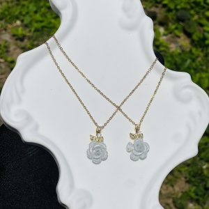 Steel gold rose necklace13 1pcs