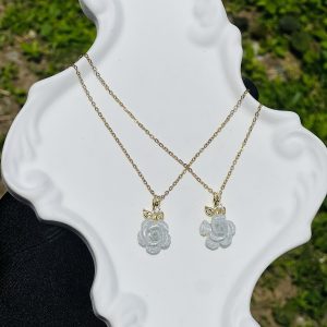 Steel gold rose necklace13 1pcs