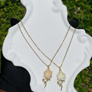 Steel gold white necklace16 1 pcs