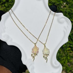 Steel gold white necklace16 1 pcs