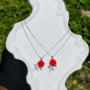 Steel silver red necklace19 1pcs