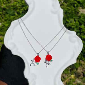 Steel silver red necklace19 1pcs