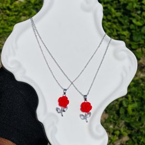 Steel silver red necklace20 1 pcs
