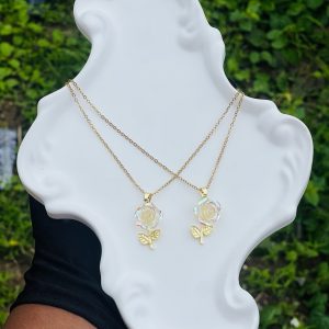 Steel rose necklace 22 1pcs