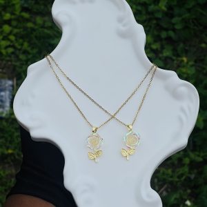 Steel rose necklace 22 1pcs