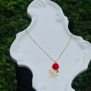 Steel gold red rose flower 23