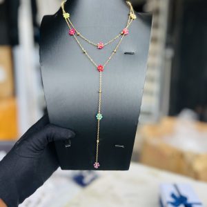 Steel gold rainbow necklace