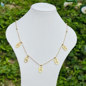 Steel gold round necklace