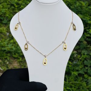 Steel bead stoned necklace
