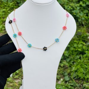 Steel multi colored necklace