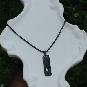 Engraved steel necklace 004