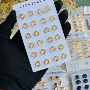 Gold circle earrings 008 half pack