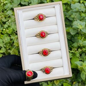 Gold red male rings 010 size 9