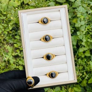 Gold black male rings 016 size 9