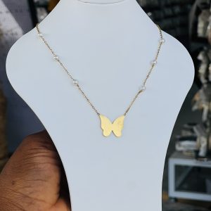 Gold butterfly necklace 010
