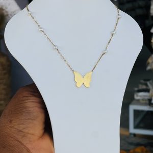 Gold butterfly necklace 010