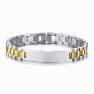 Engraved 12mm two toned barcode bracelet