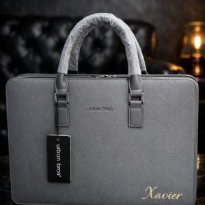 Urban bros grey engraved laptop bag