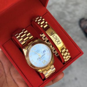 Engraved Roman gold rolix combo with paper box
