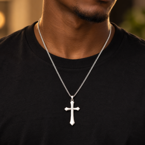 silver cross necklace 014