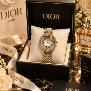 Dior gold white face watch 003