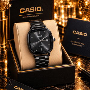 Casio black plain blank watch