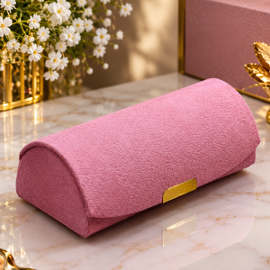 Pink suede jewelry organizer