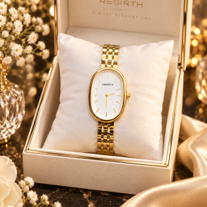 Rebirth gold white face watch