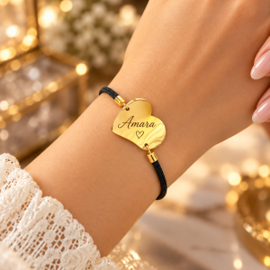 Engraved gold love drawstrings bracelet 019