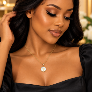 Gold white necklace 008