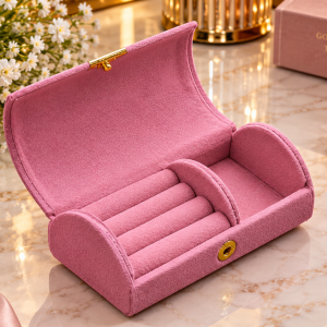 Pink suede jewelry organizer