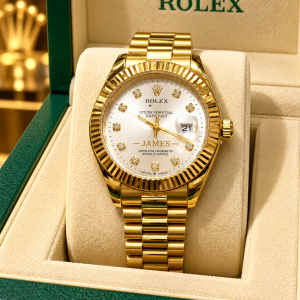 Engraved white gold male Rolex presidential