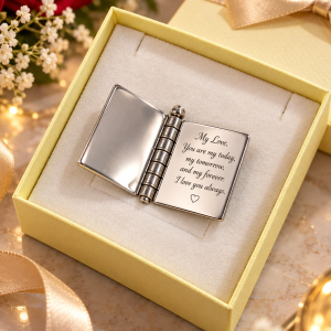 Engraved silver booklet pendant 006