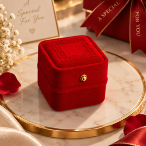 Red suede ring box