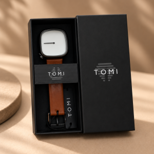 Tomi white face brown strap
