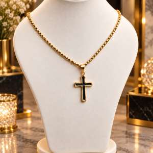 Gold cross necklace 069