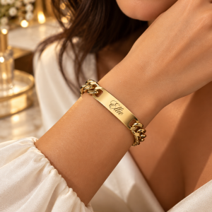Engraved big Cuban bracelet