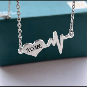 Engraved silver pulse necklace
