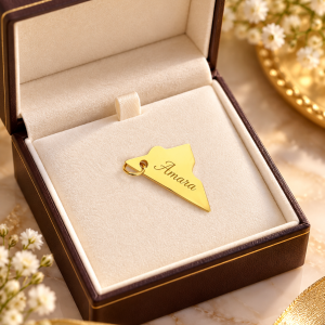 Engraved gold triangle pendant 005