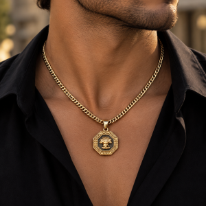 Gold black necklace 059